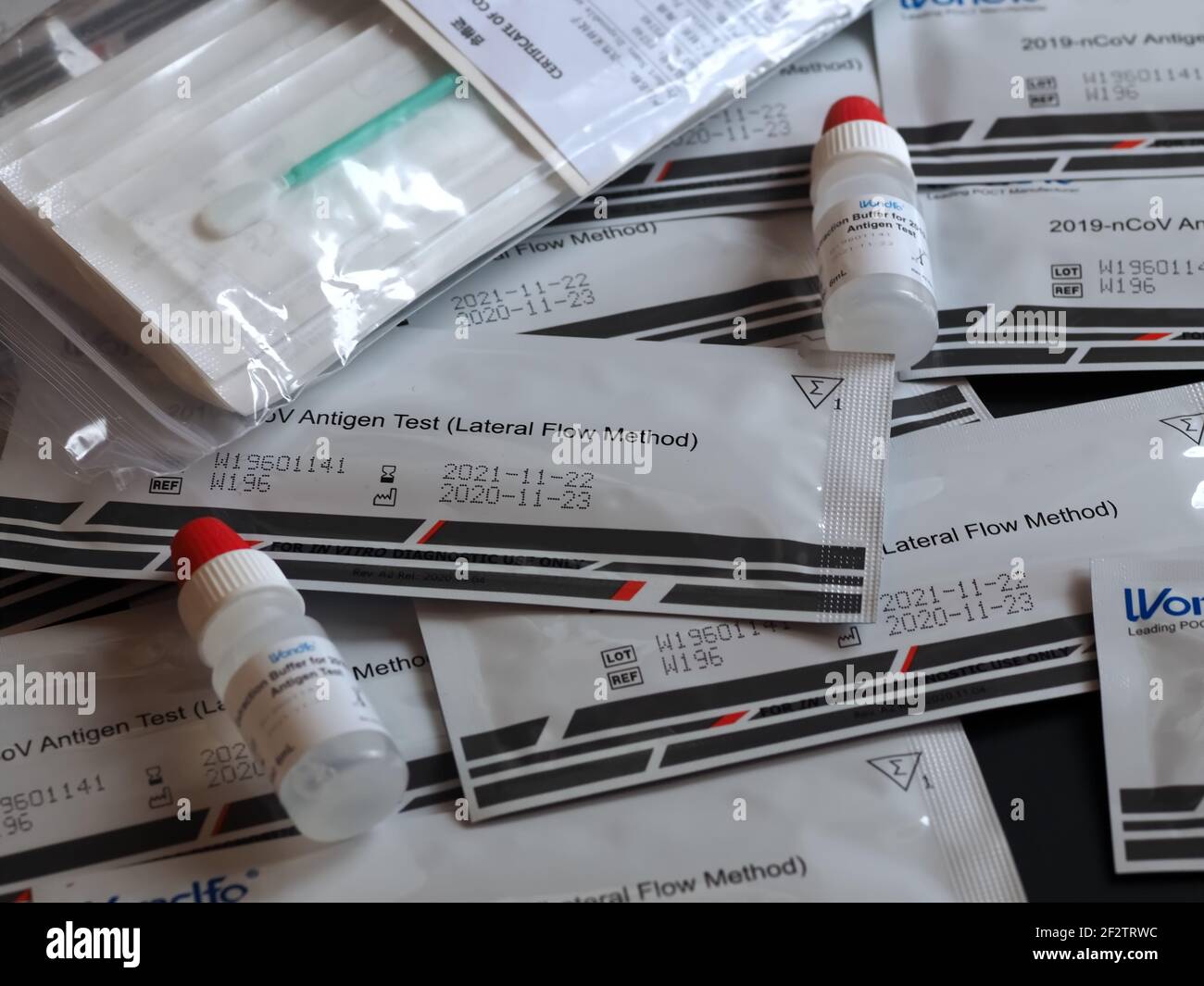 Wondfo Covid-19 or Corona Antigen Test for quick testing Stock Photo