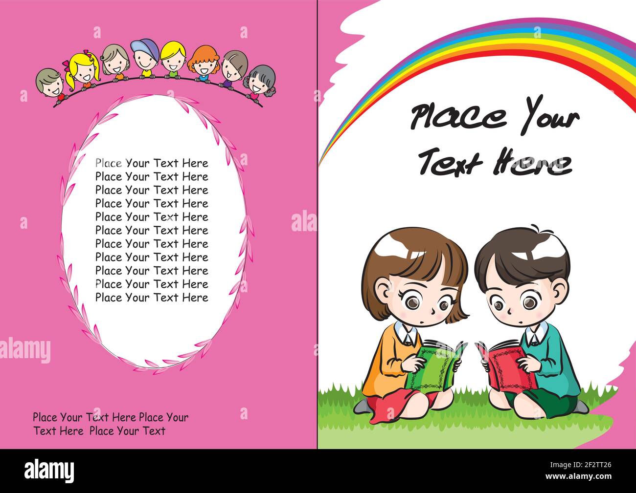 vector boy and girl reading education book cover design Stock Vector ...