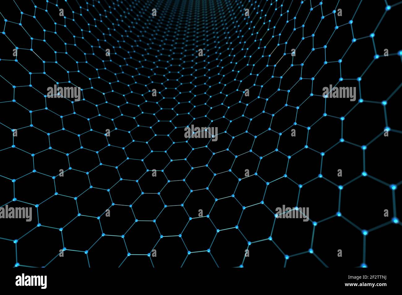 Abstract hexagon and spheres background. Connection and technology concept. 3d illustration. Stock Photo
