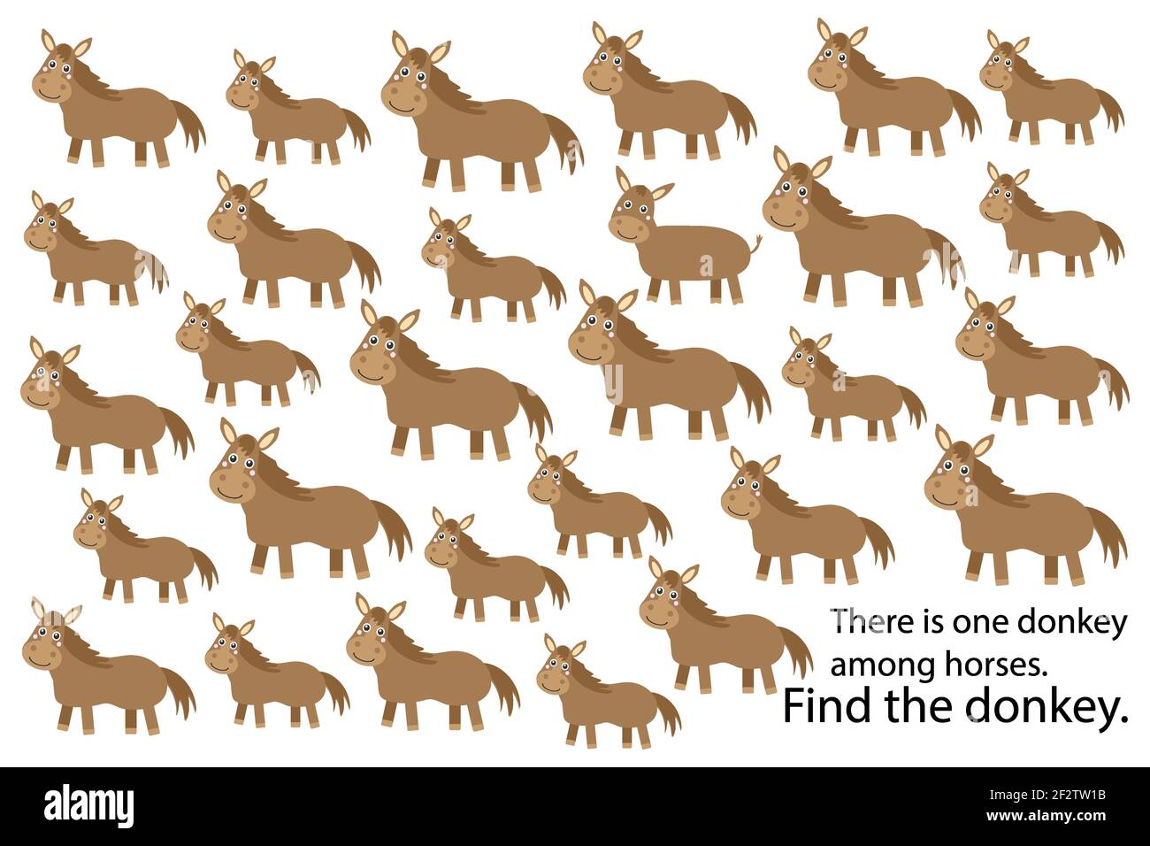 Find donkey among horses, education puzzle game for children, preschool ...