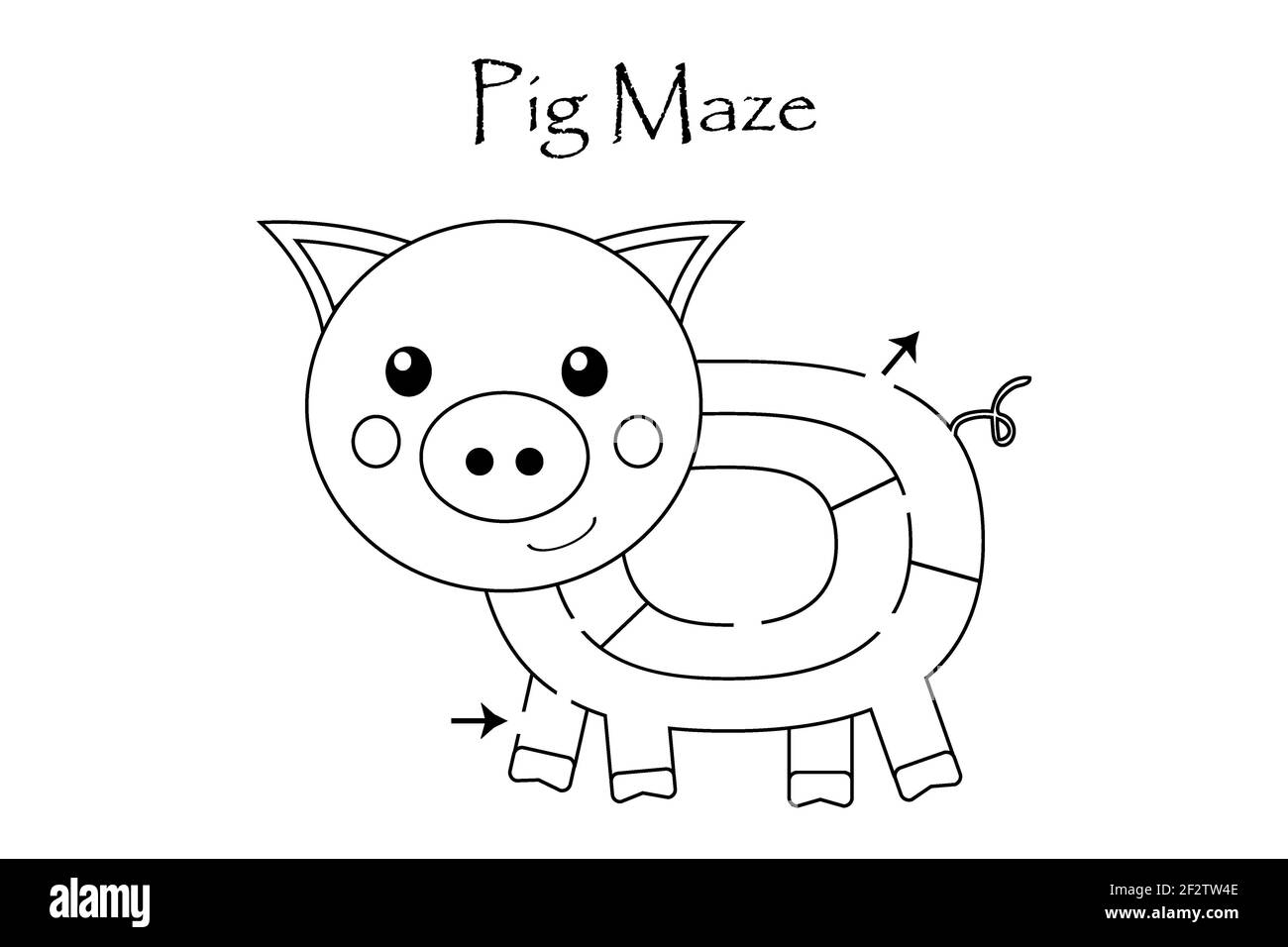 labyrinth game find a way out of the maze easy level for toddlers cartoon pig preschool worksheet activity for kids task for the development of stock photo alamy