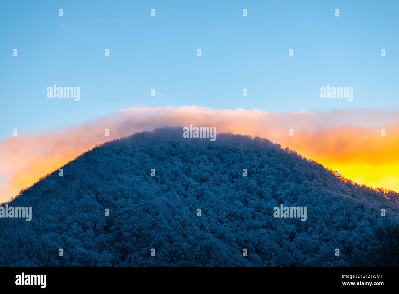 Landscape in the morning winter in the mountains Stock Photo