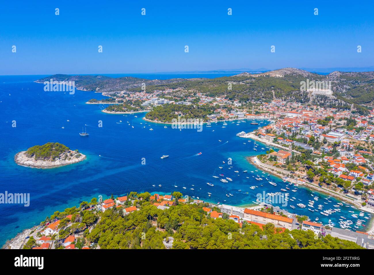 Aerial view of Croatian town Hvar Stock Photo - Alamy