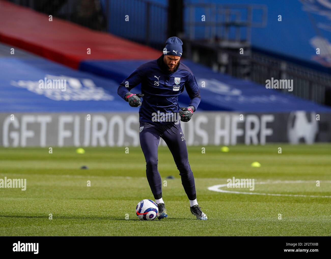 Selhurst Park, London, UK. 13th Mar, 2021. English Premier League Football, Crystal Palace versus West Bromwich Albion; Goalkeeper David Button of West Bromwich Albion warming up Credit: Action Plus Sports/Alamy Live News Credit: Action Plus Sports Images/Alamy Live News Stock Photo