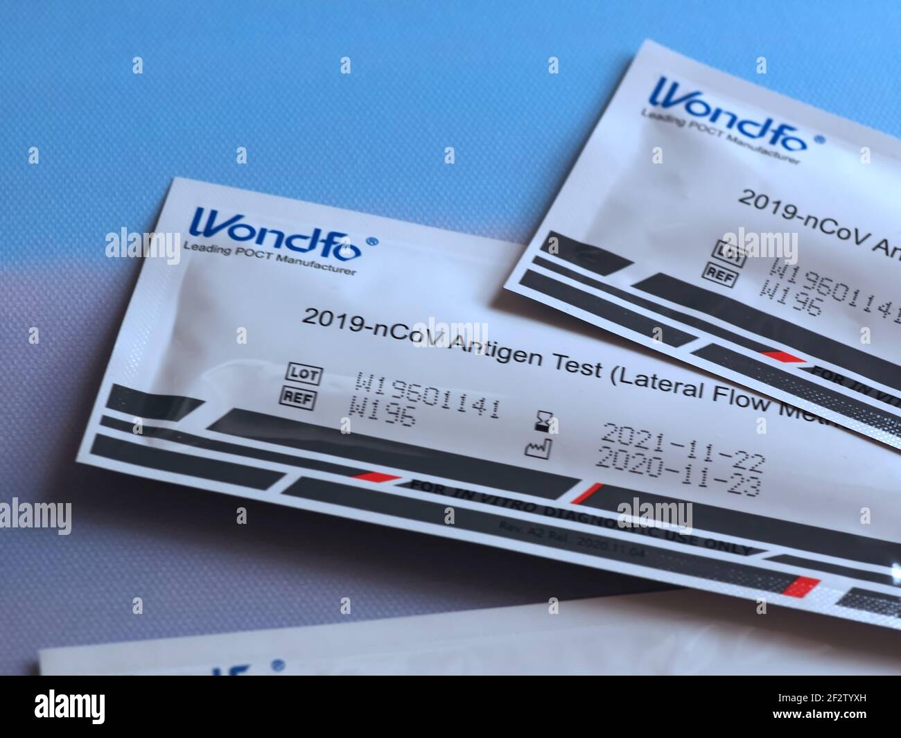 Wondfo Covid-19 or Corona Antigen Test for quick testing Stock Photo