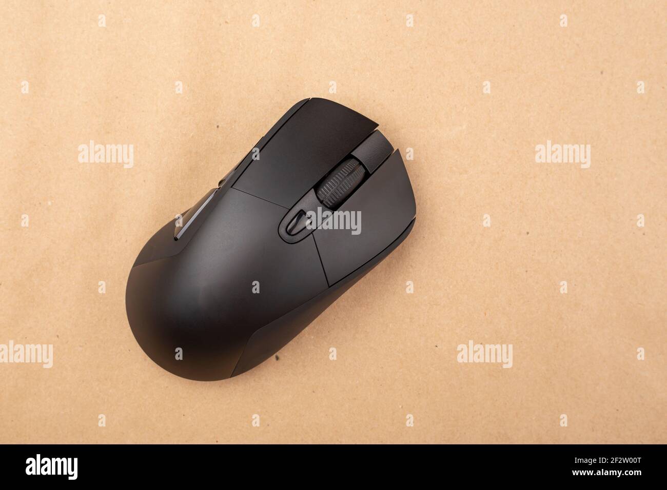 Modern wireless computer mouse. Space for text. Top view. Stock Photo
