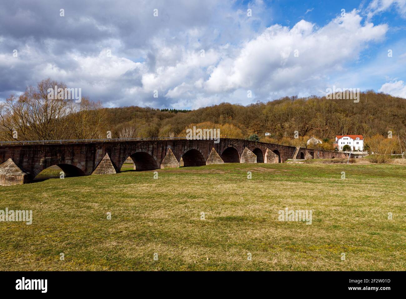 The historic Werra Bridge of Vacha in Thuringia Stock Photo