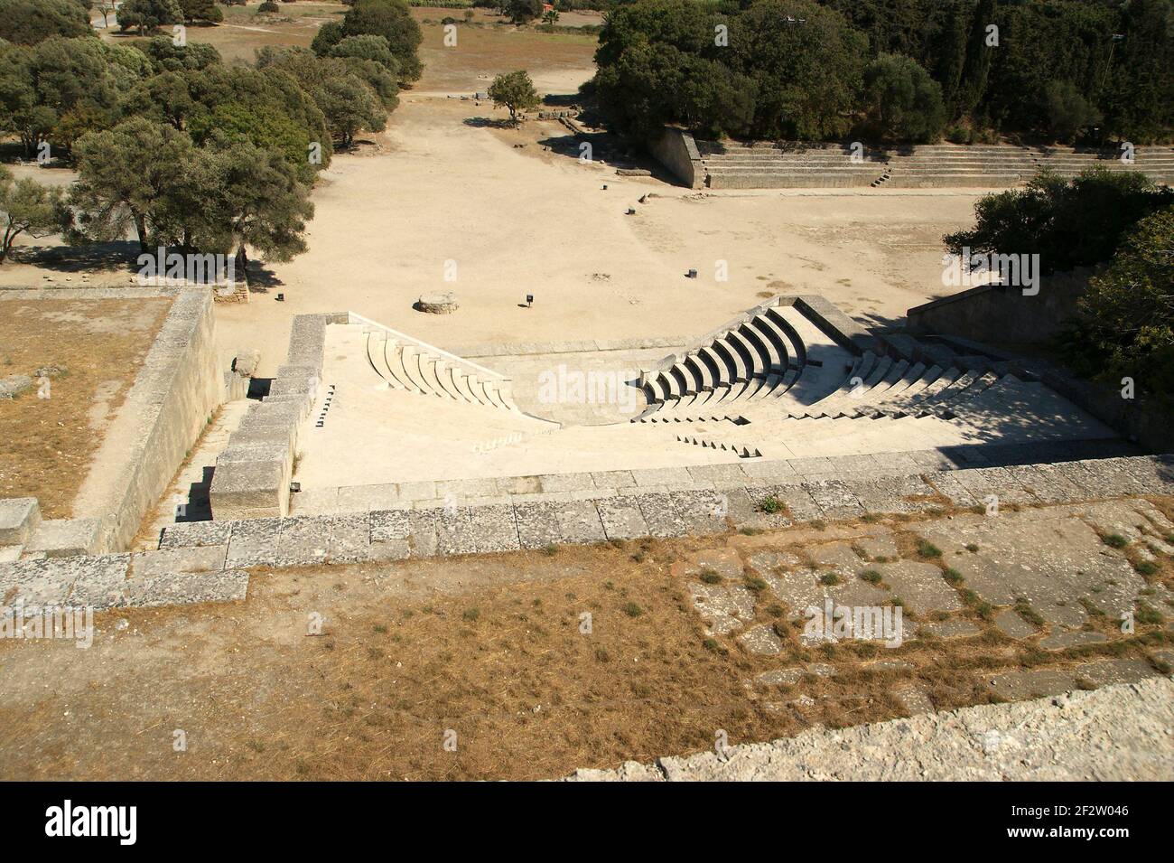small theatre near Apollo Temple at the Acropolis of Rhodes, Greece ...