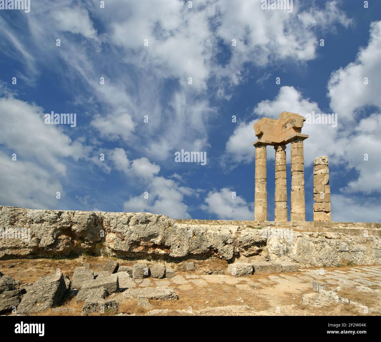 Apollo Temple at the Acropolis of Rhodes, Greece Stock Photo - Alamy