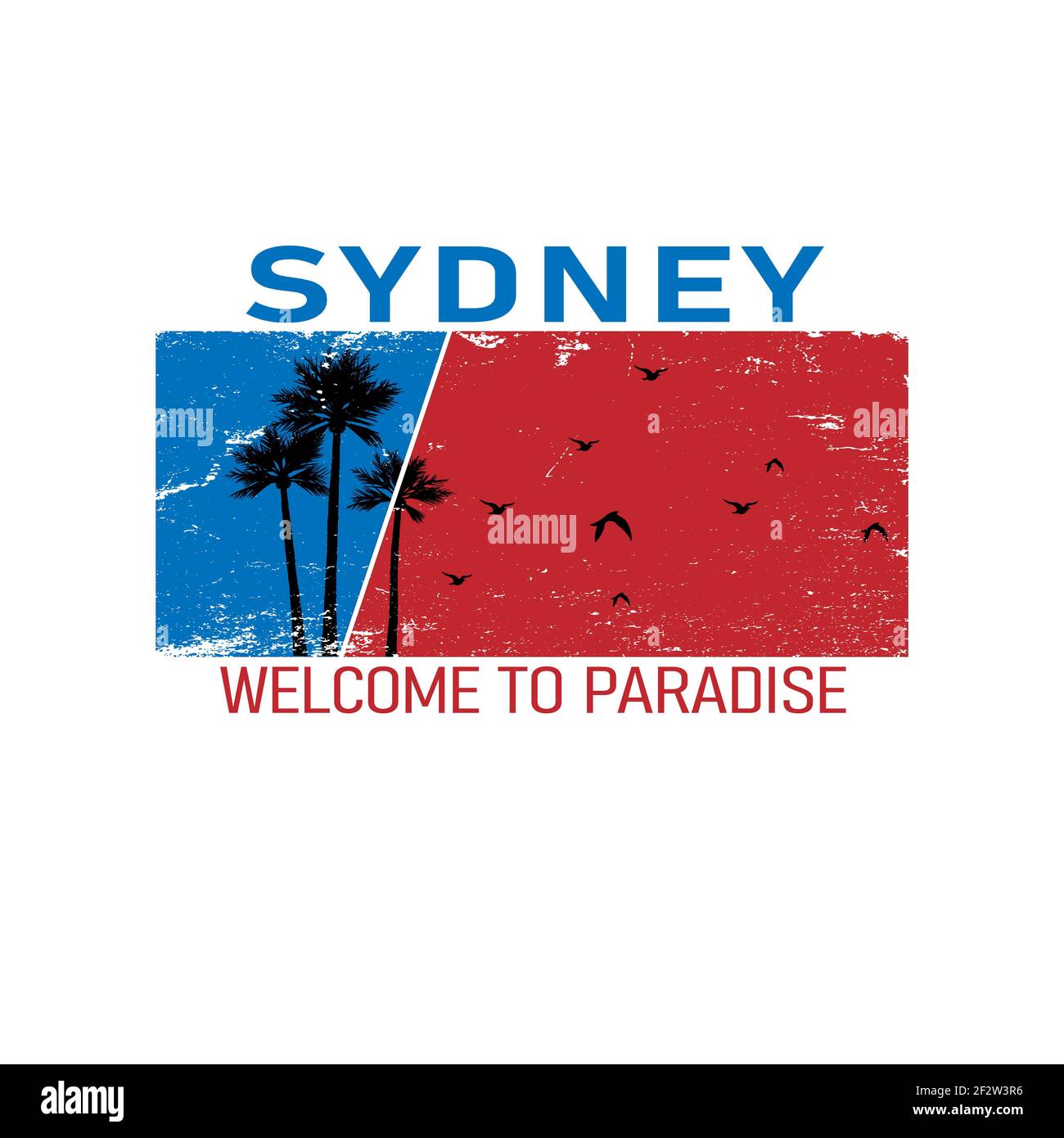 Sydney Australia denim and apparel clothing label on white Stock Photo