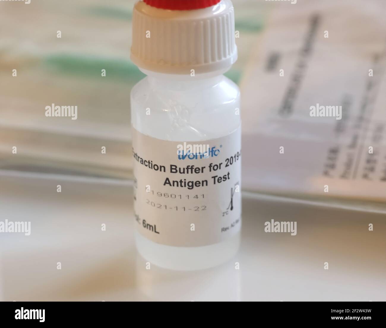 Wondfo Covid-19 or Corona Antigen Test for quick testing Stock Photo