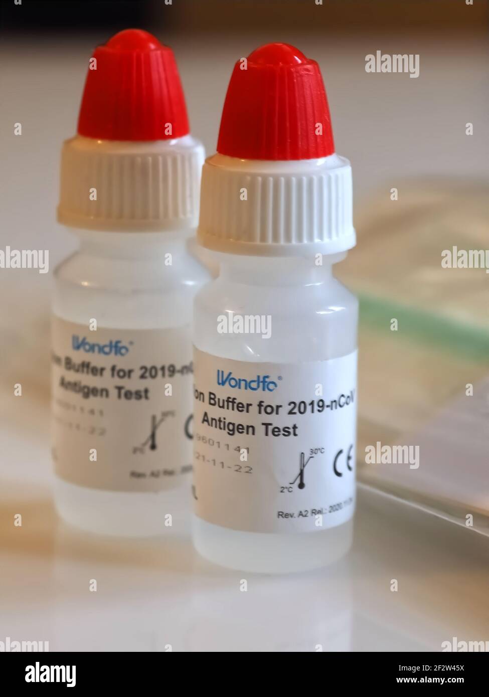 Wondfo Covid-19 or Corona Antigen Test for quick testing Stock Photo