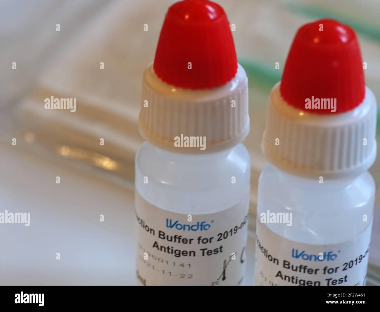 Wondfo Covid-19 or Corona Antigen Test for quick testing Stock Photo