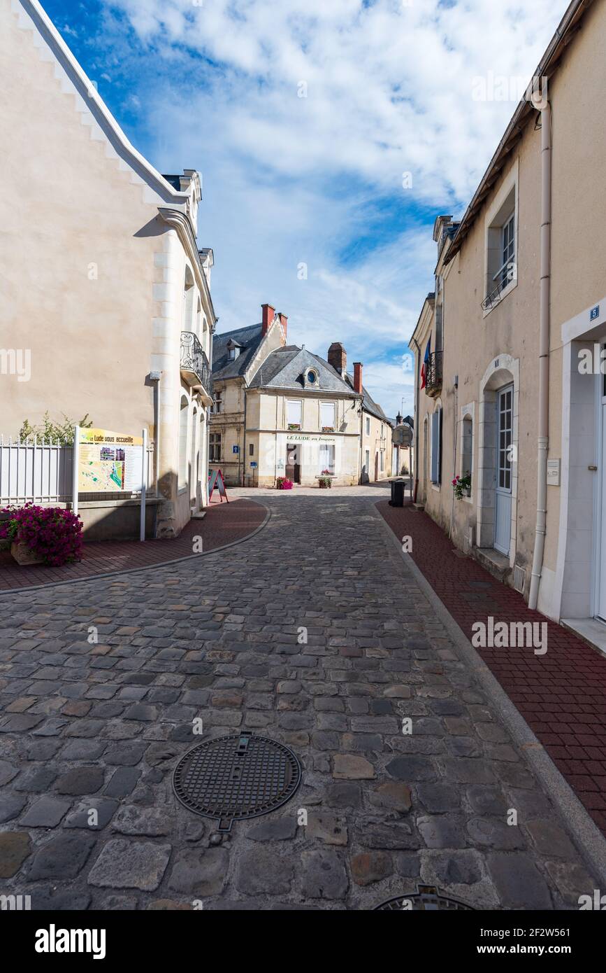 Rue de chateau in Le Lude Stock Photo