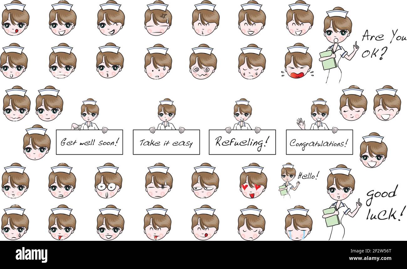 Vector cartoon nurse emoji set Stock Vector Image &amp; Art - Alamy