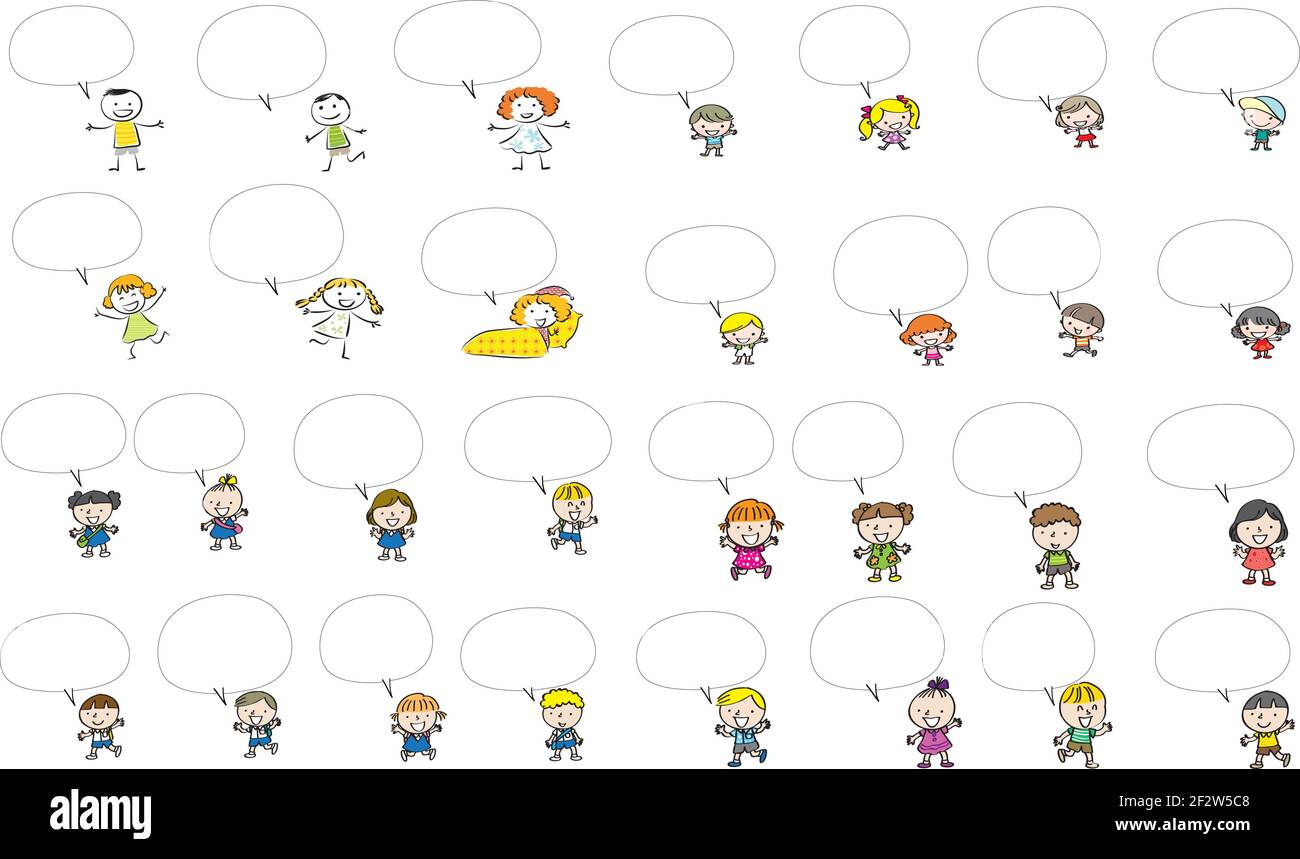 cartoon boy girl children speech bubble background Stock Vector Image ...