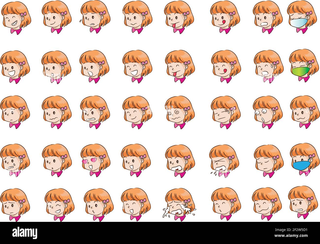Vector cartoon girl emoji set Stock Vector Image & Art - Alamy