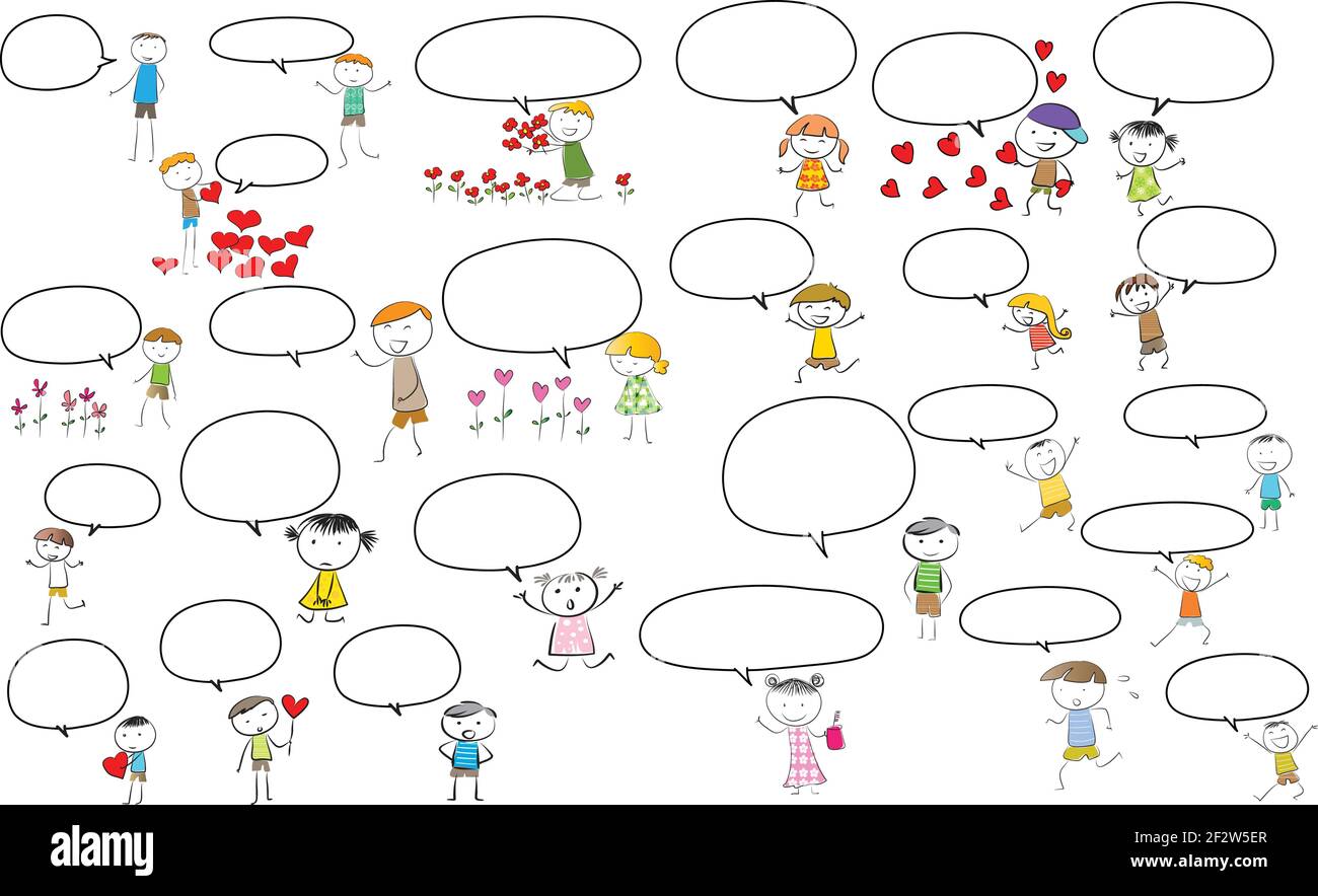 Vector cartoon children emoji speech bubble set Stock Vector Image ...