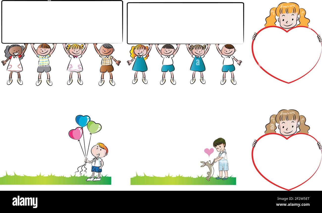cartoon boy girl children card border Stock Vector Image & Art - Alamy