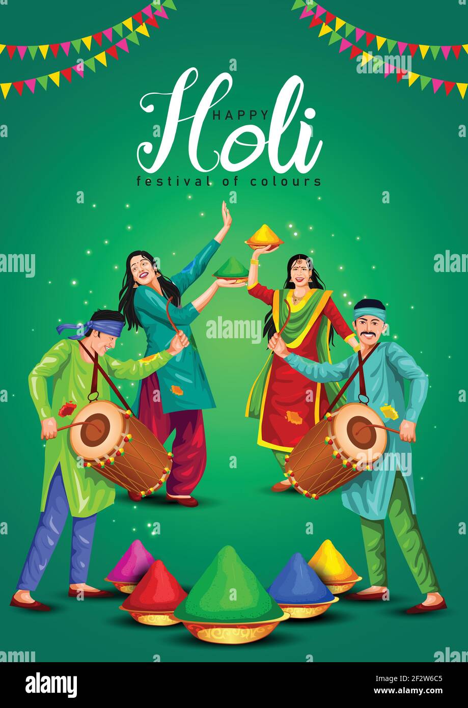 Happy holi festival. Indian people dance with holi celebration background.  vector illustration design Stock Vector Image & Art - Alamy