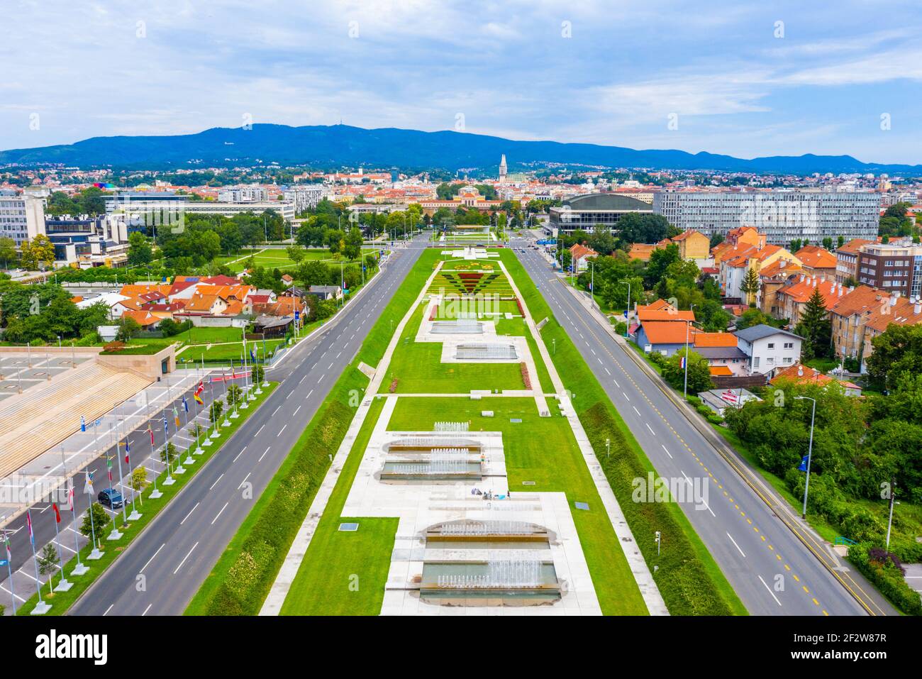Aerial view of the park of fountains in Zagreb, Croatia Stock Photo Alamy