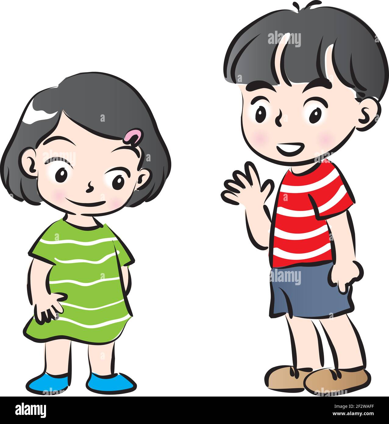 cartoon boy and girl plant border Stock Vector Image & Art - Alamy