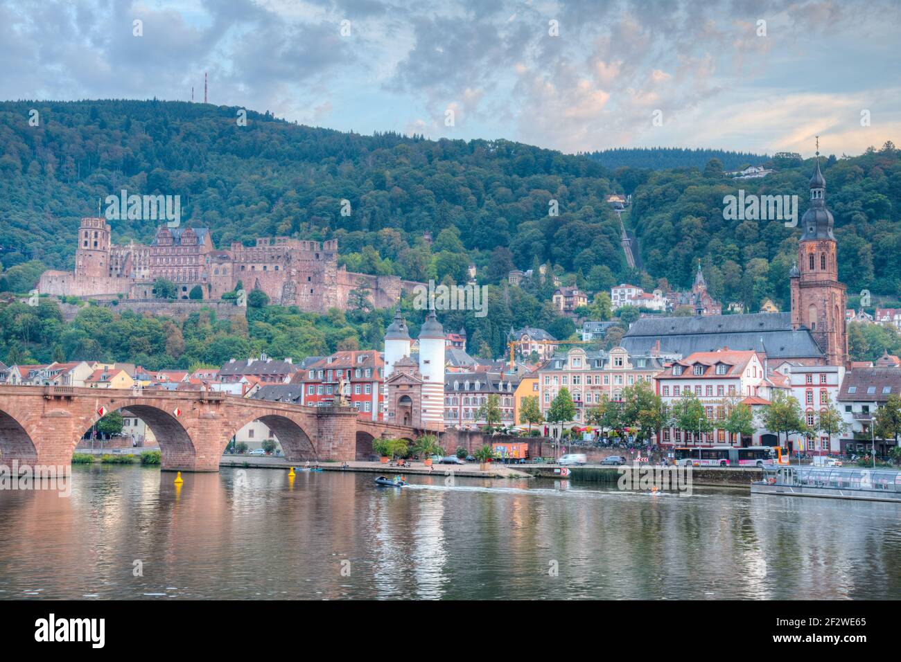 Panorama of Heidelberg behind Neckar river, Germany Stock Photo - Alamy