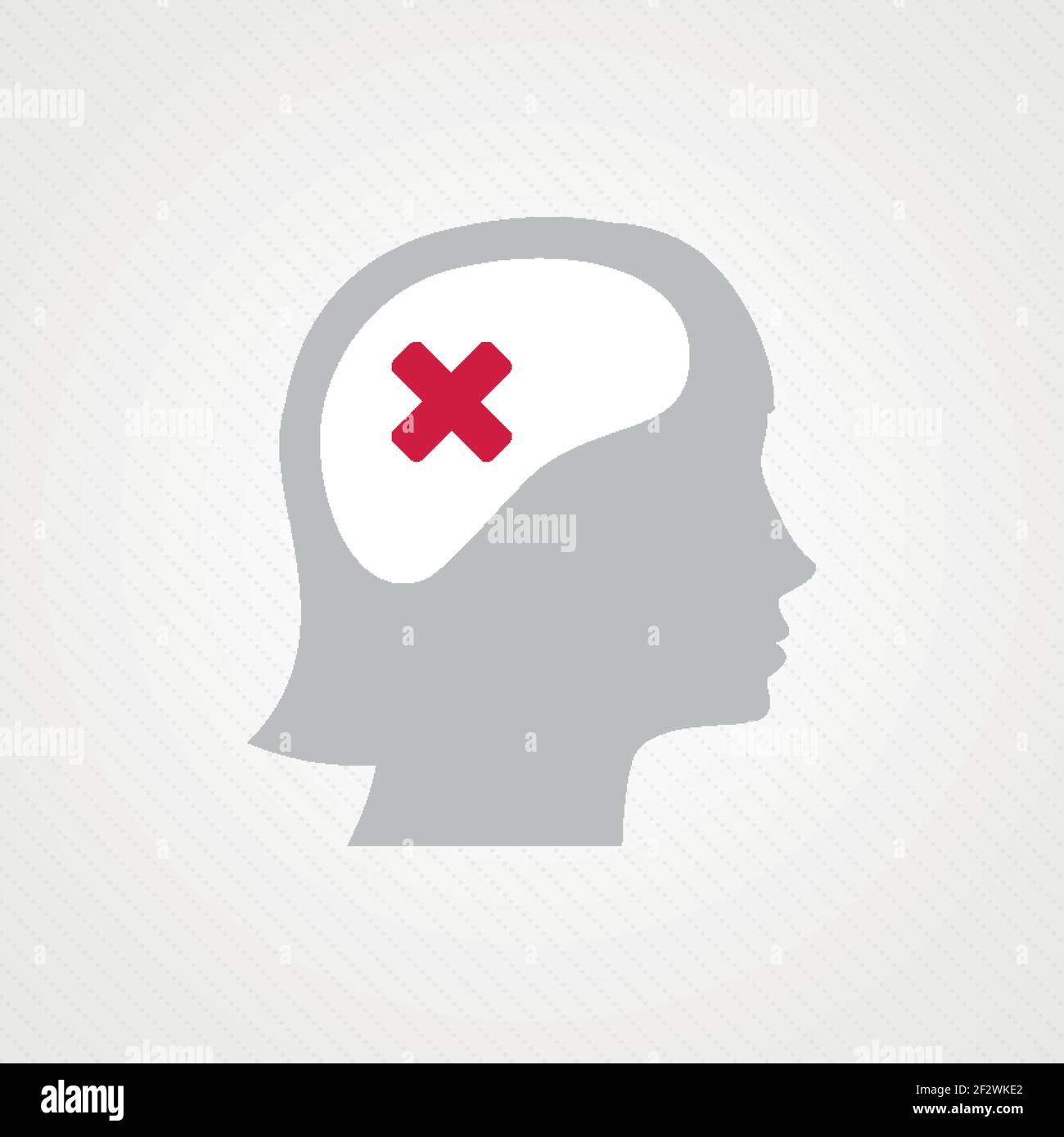 Female head and wrong check mark. Vector illustration, flat design Stock Vector