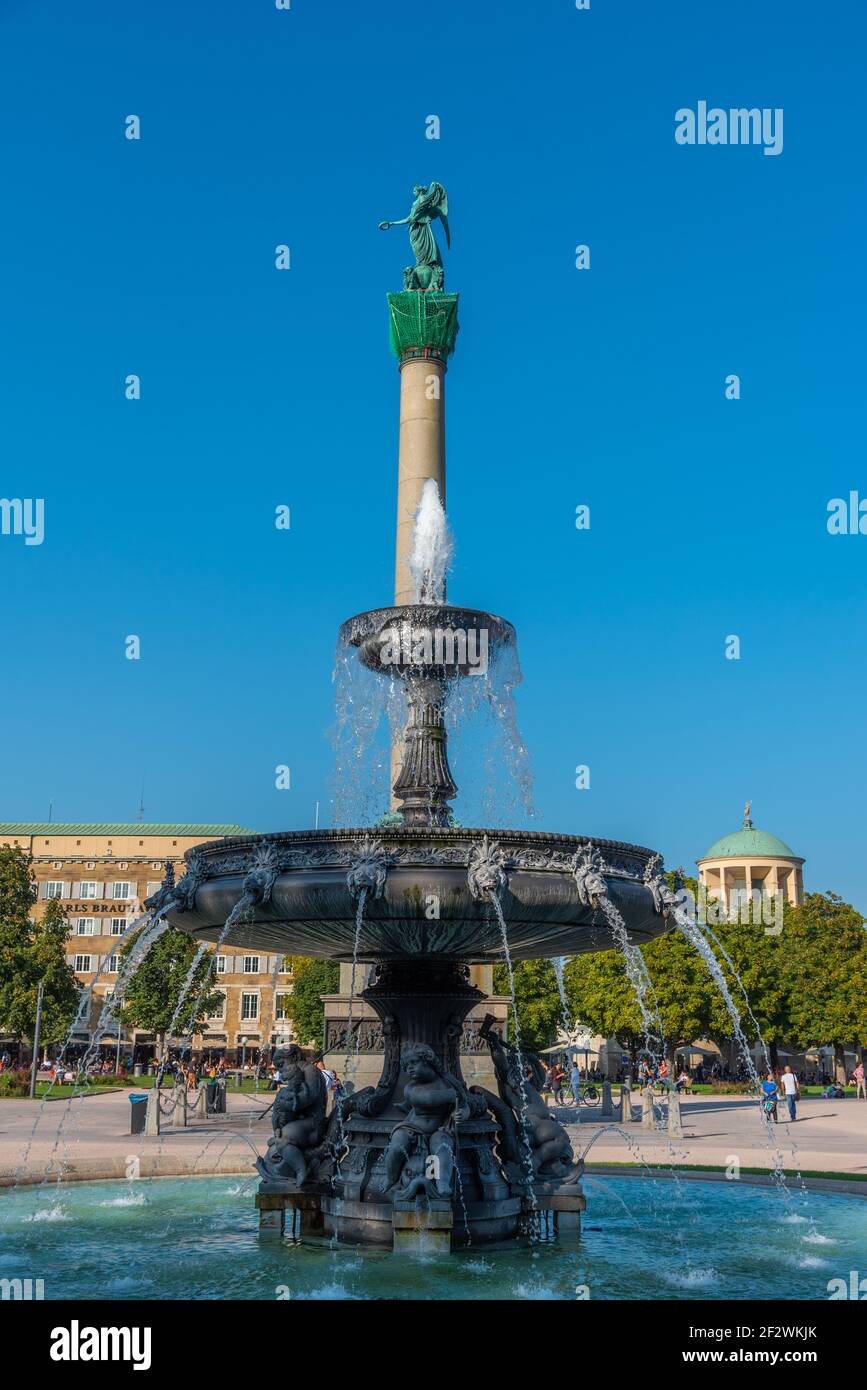 Fountain at Schlossplatz in Stuttgart, Germany Stock Photo - Alamy