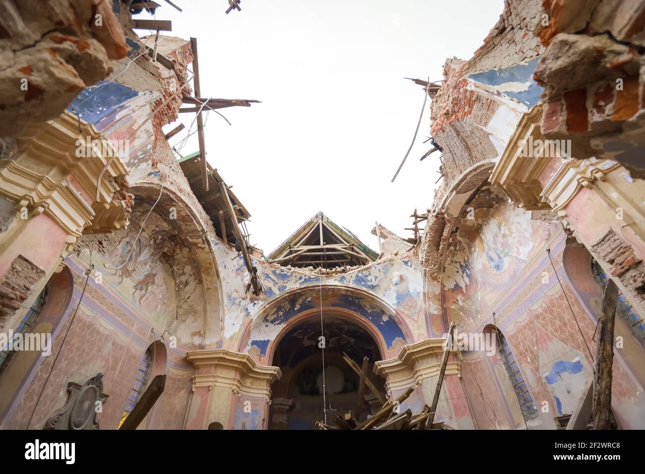 Destroyed church of St. Nikola and Vida in Zazina after a strong earthquake two months ago with a magnitude of 6.2 that occurred near Petrinja. Stock Photo