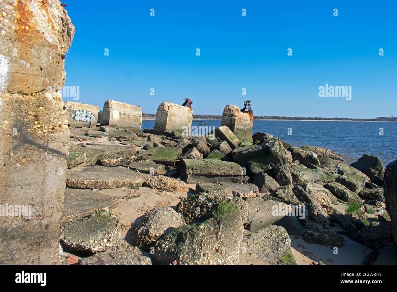 Military structure of Fort Hancock in Sandy Hook, New Jersey, in ruins -02 Stock Photo