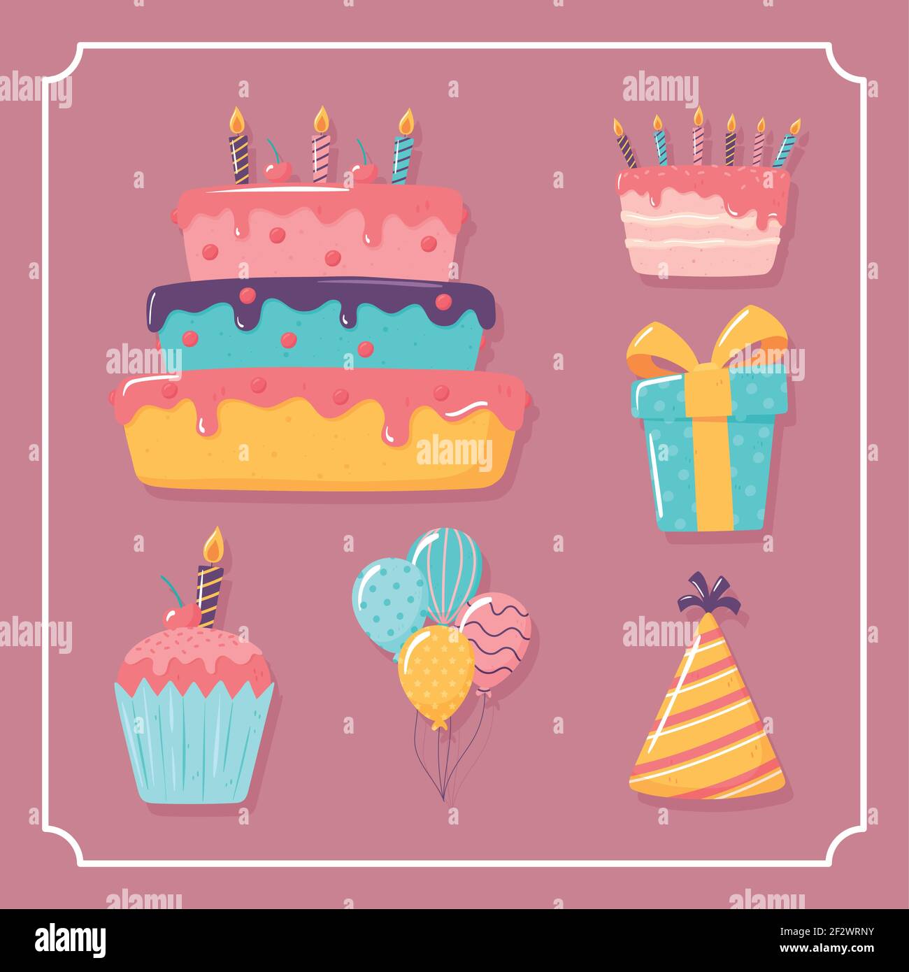 happy birthday cake gifts balloons Stock Vector Image & Art - Alamy