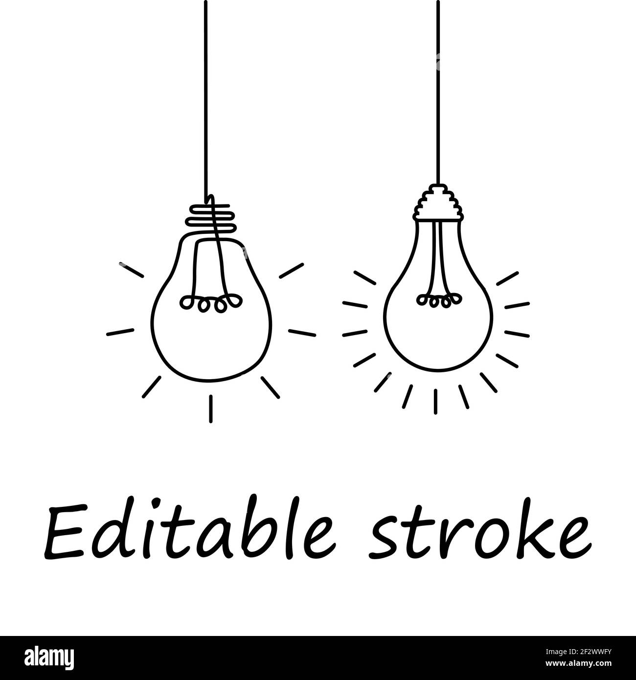 Good idea. Editable stroke. Banner light bulb idea concept, creative concept light bulb drawn for stock. Flat style. Vector illustration Stock Vector