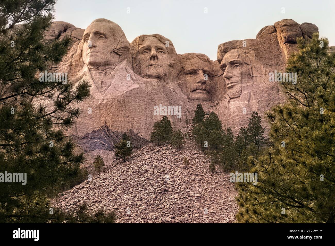 Presidents sculptures at Mount Rushmore National Memorial, South Dakota, USA Stock Photo