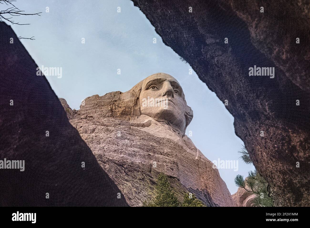 Washington sculpture at Mount Rushmore National Memorial, South Dakota, USA Stock Photo