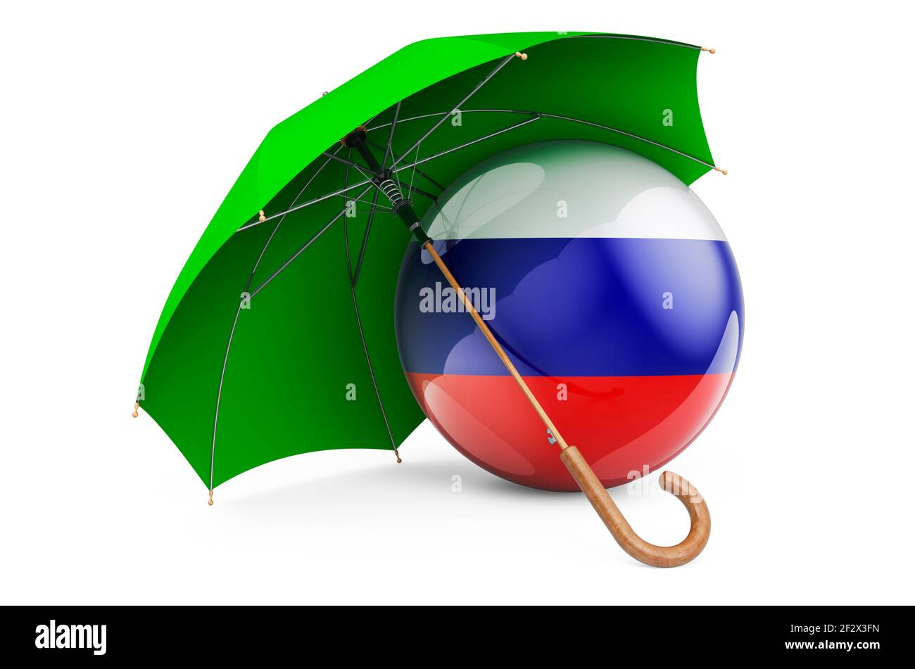 Russian flag under umbrella. Protection and security of Russia concept