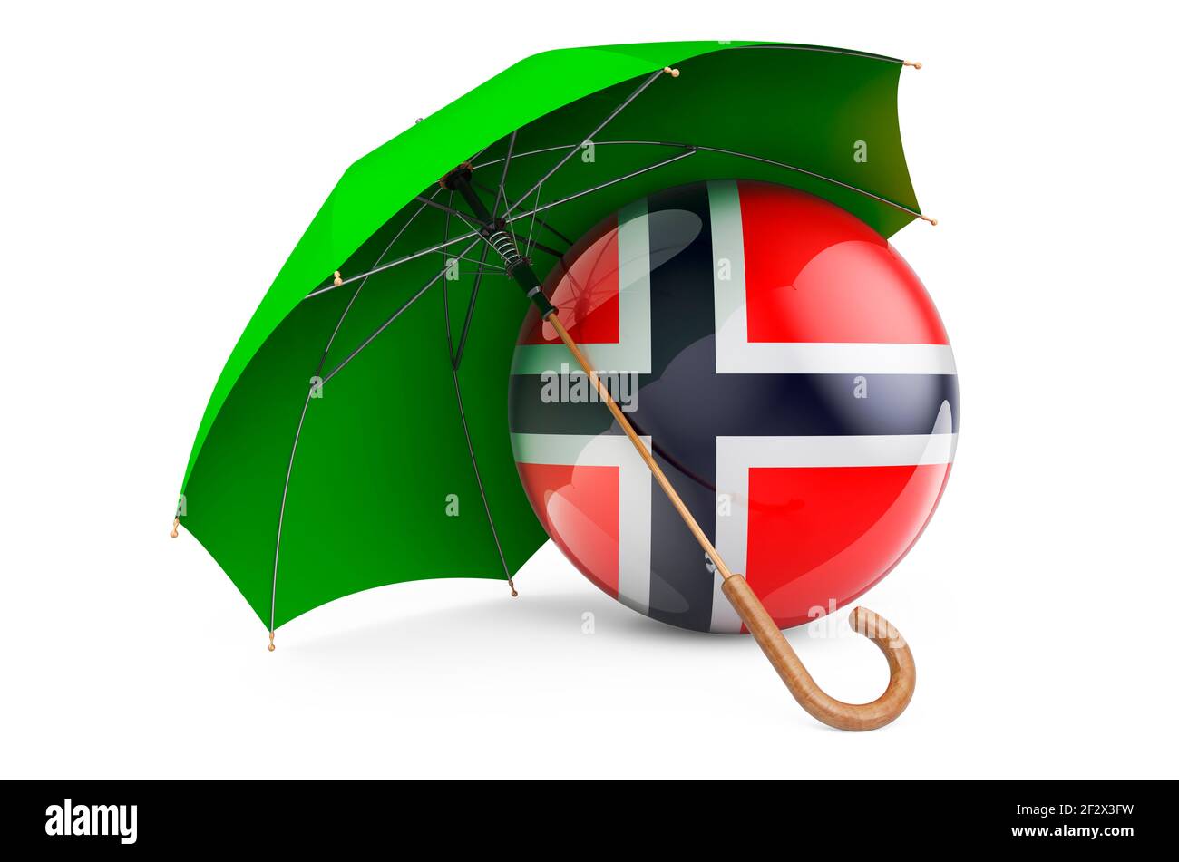 Norwegian flag under umbrella. Protection and security of Norway concept, 3D rendering isolated on white background Stock Photo