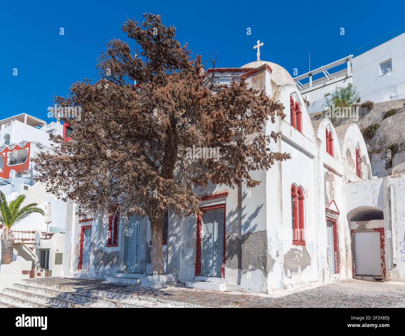 Church of St. John the Theologian at Fira, Santorini, Greece Stock Photo