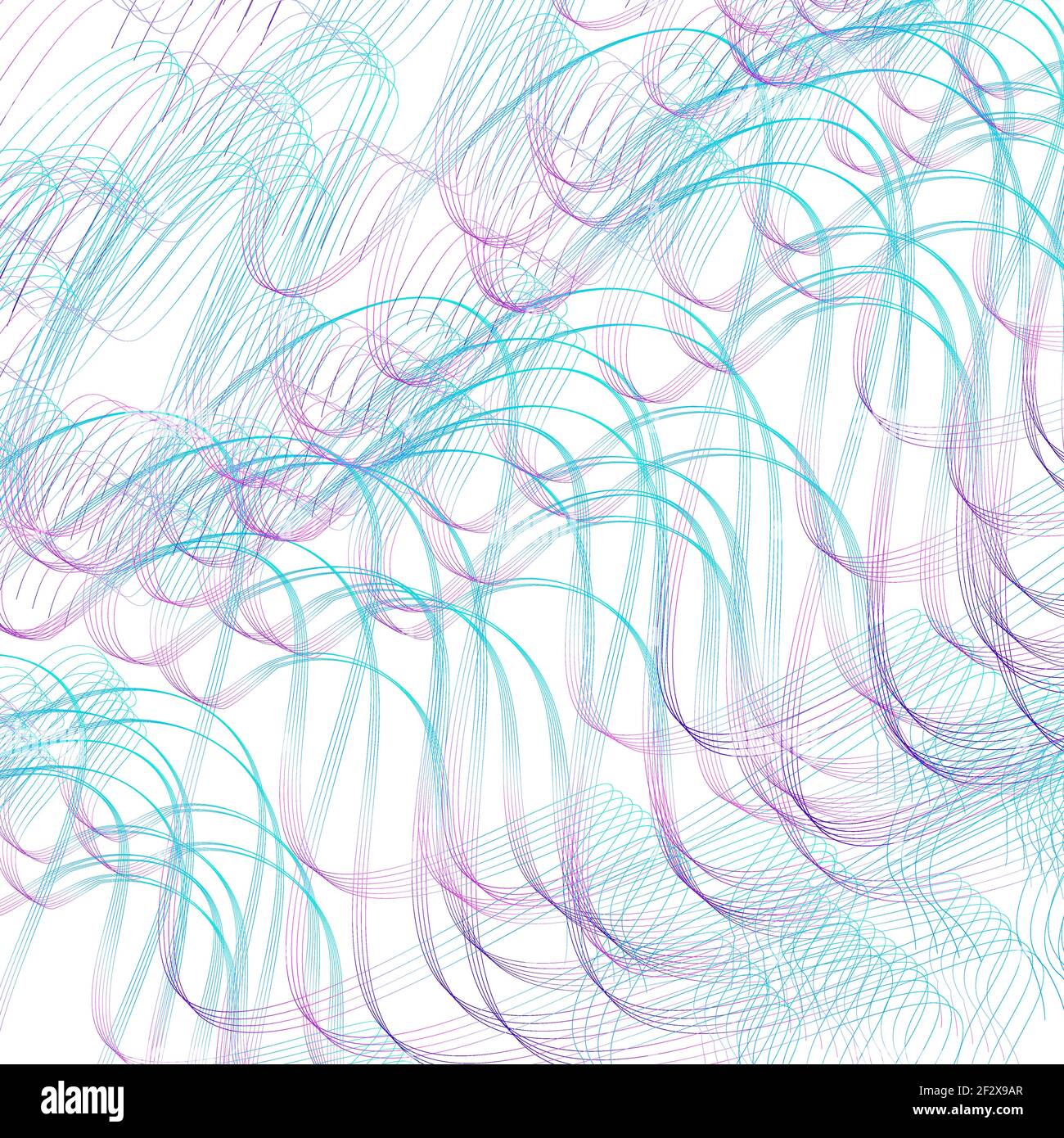 Light blue, purple wavy tangled curves. Abstract multicolored pattern. Vector line art design. Textured background. Chaotic strokes. EPS10 Stock Vector