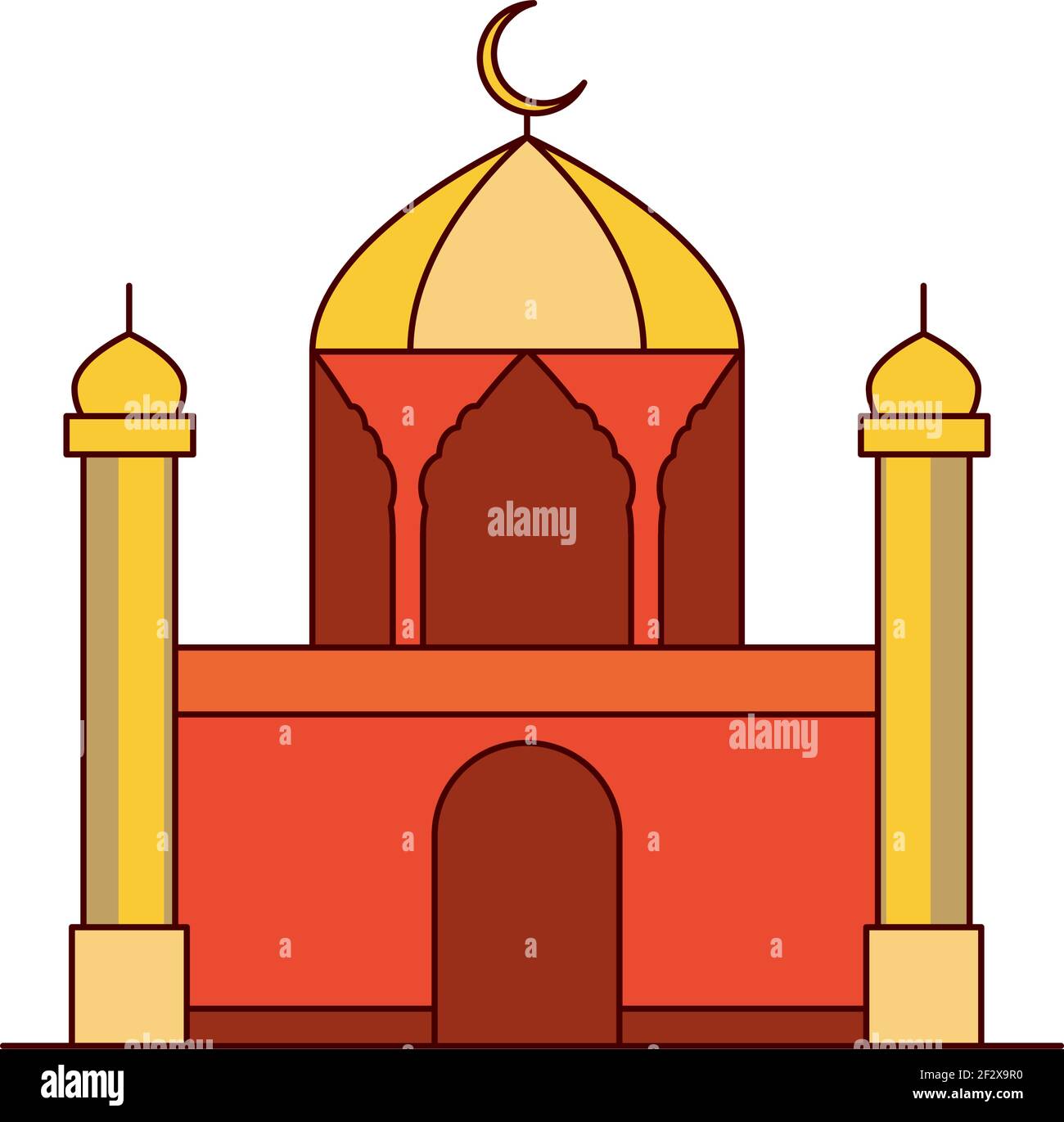 mosque building arabian cartoon isolated Stock Vector