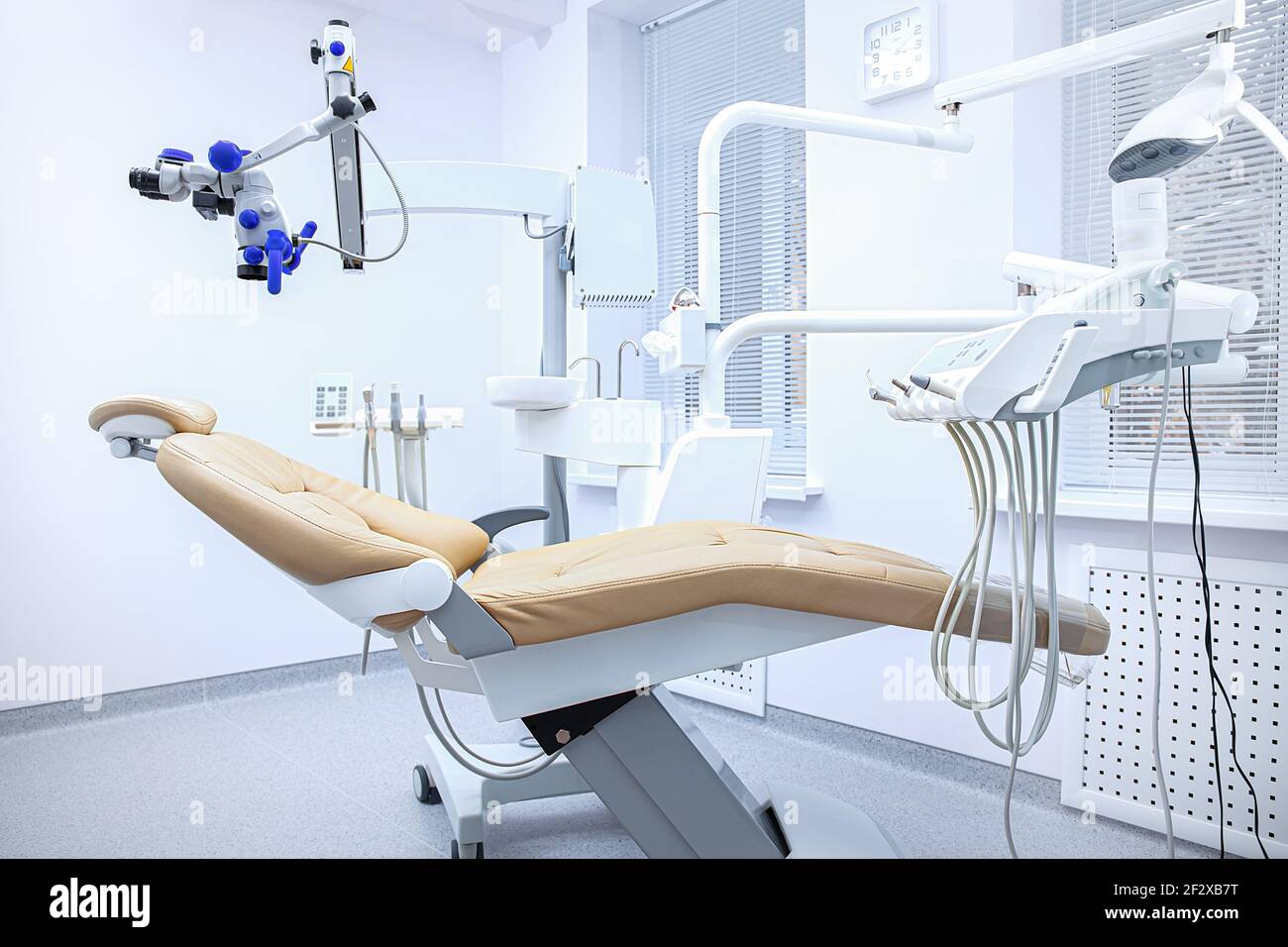 Special equipment for a dentist, dentist office. Medical dental chair for the treatment of oral
