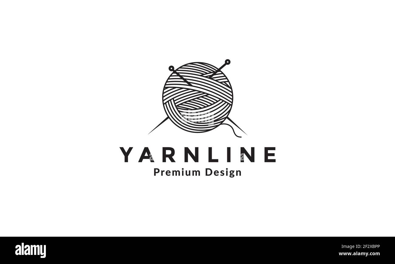 yarn ball tailor with needle logo symbol vector icon illustration