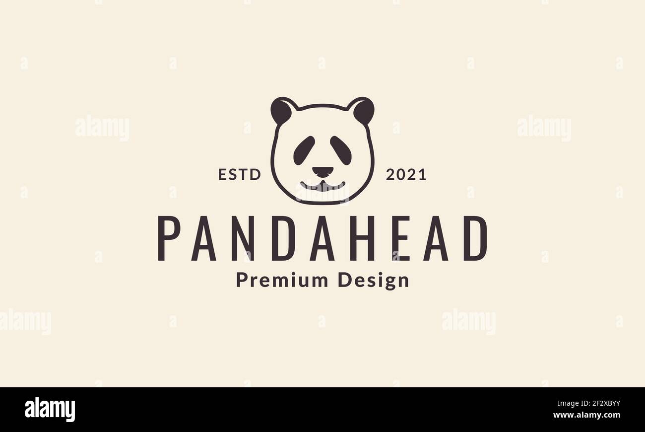 simple animal head panda smiles logo symbol vector icon illustration design Stock Vector