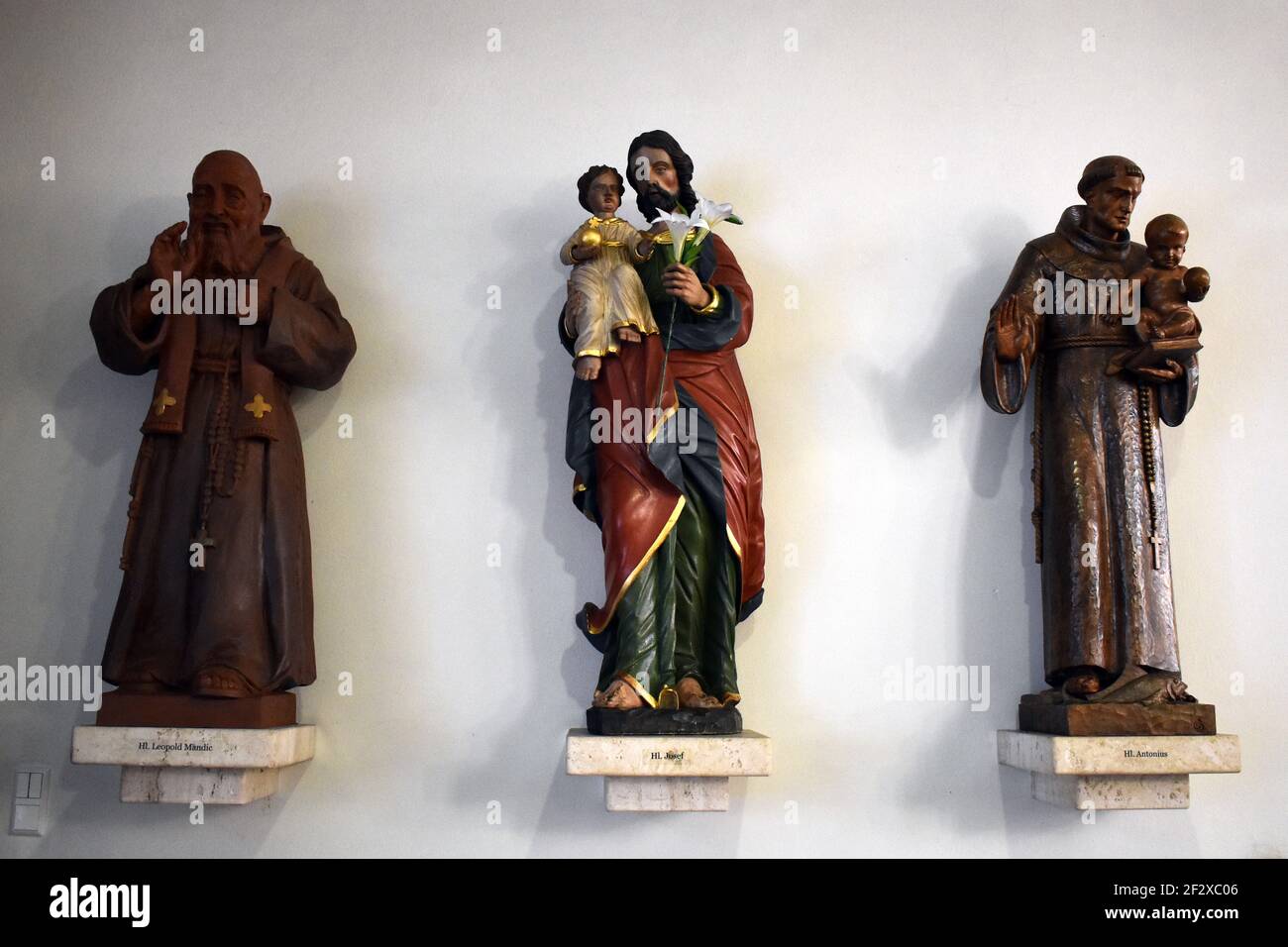 Catholic parish of St. Peter and Paul. Statues of saints. Stock Photo