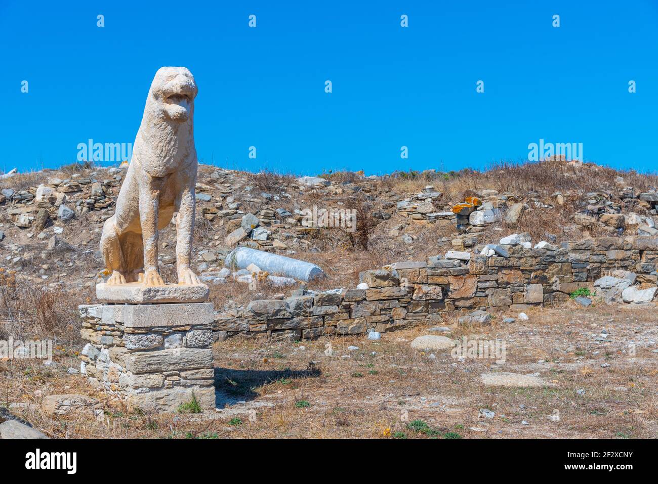 The terrace of the lions at Delos island in Greece Stock Photo - Alamy