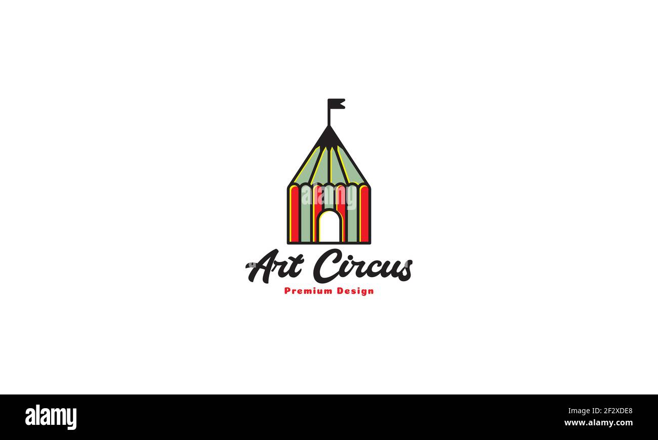colorful circus tent with pencil logo symbol vector icon illustration design Stock Vector