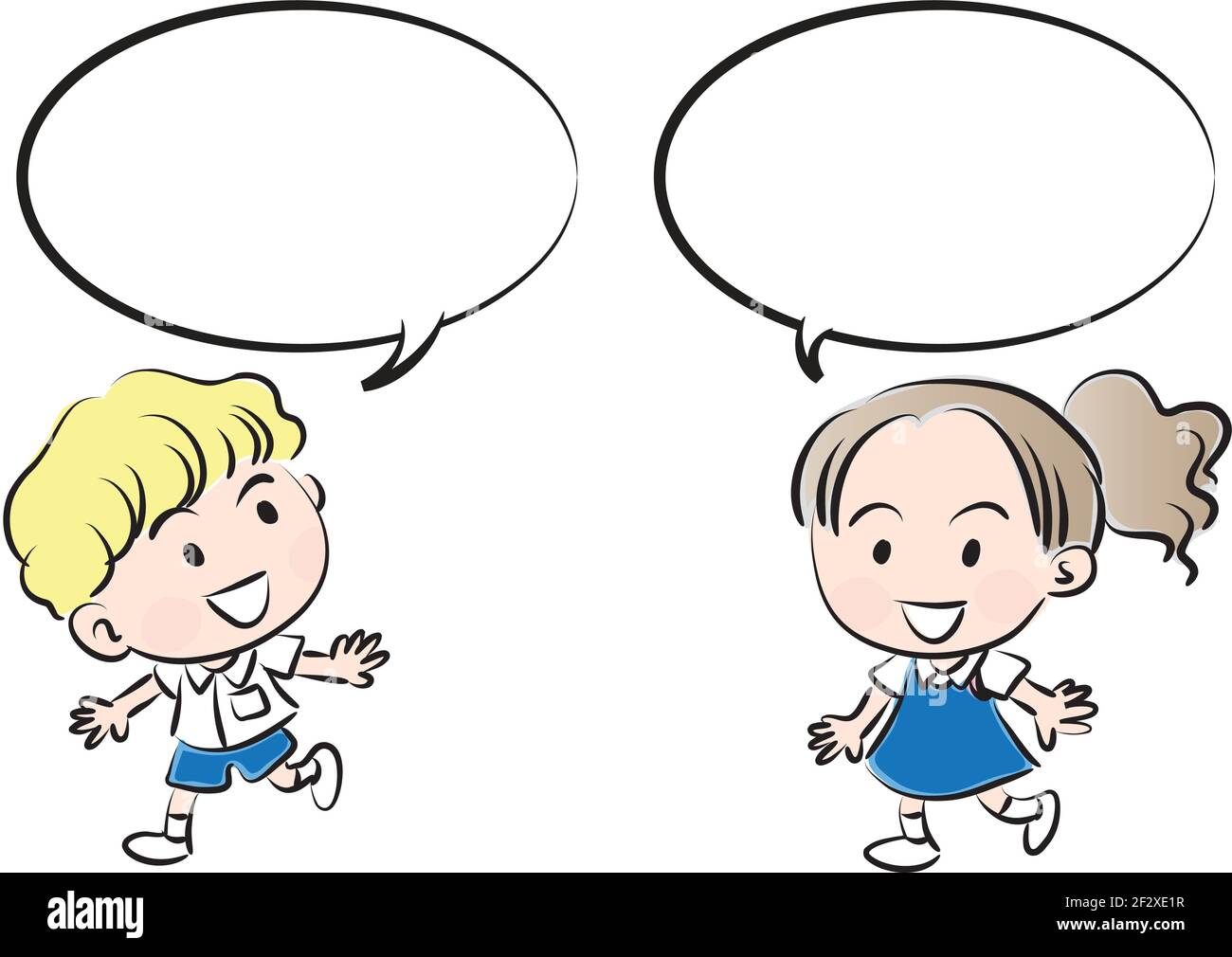 vector cartoon school boy and girl with blank speech bubble Stock Vector  Image & Art - Alamy