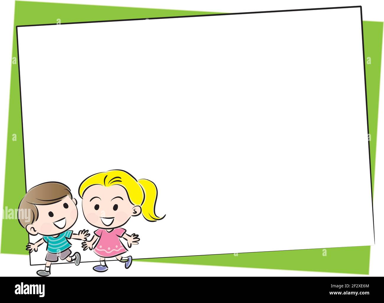 vector cartoon school boy and girl card frame border background Stock  Vector Image & Art - Alamy