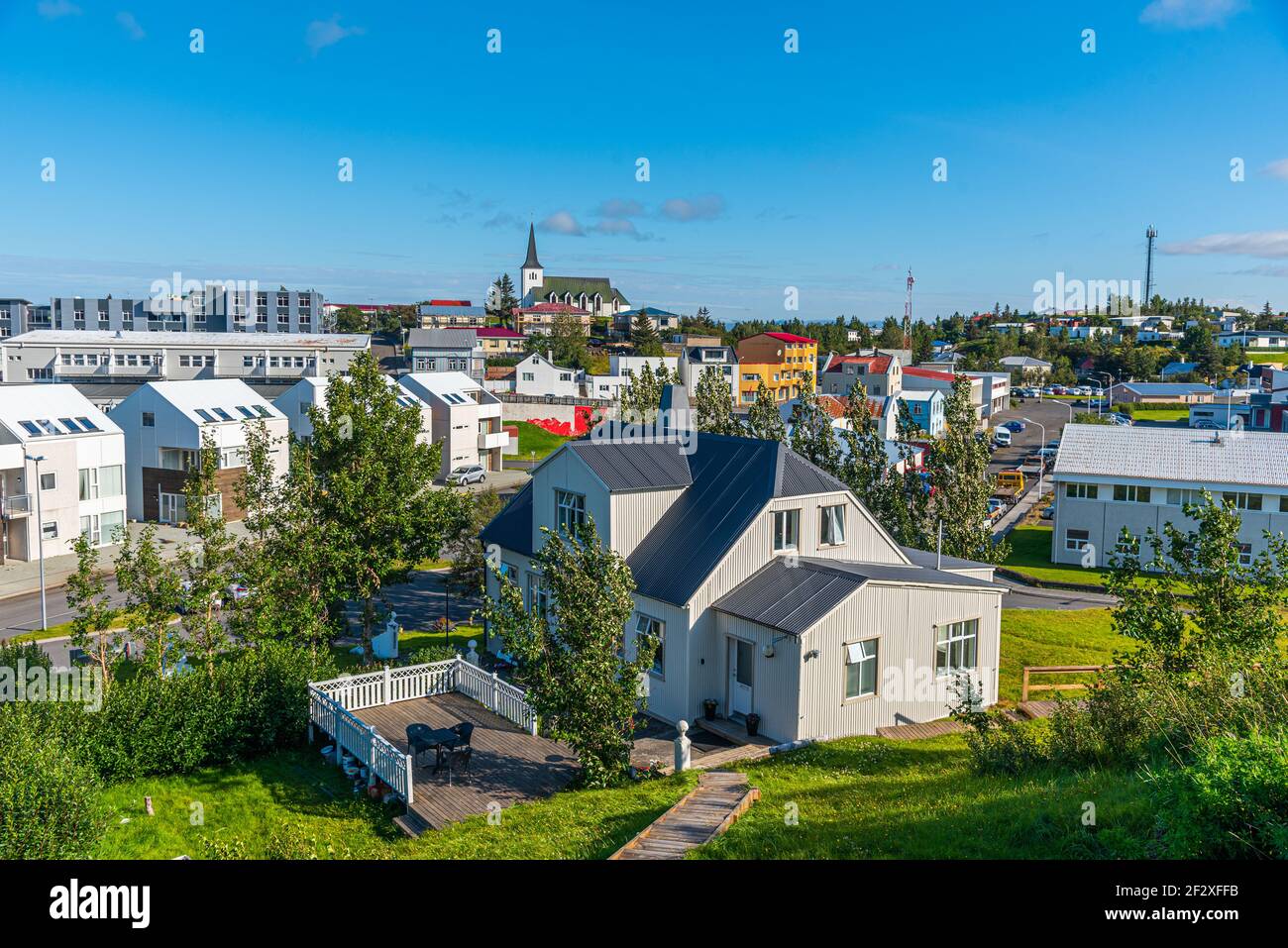 Aerial view of Borgarnes town on Iceland Stock Photo - Alamy