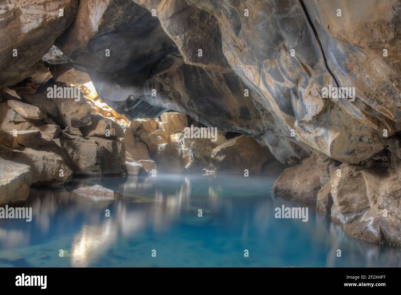 View of Grotagja cave on Iceland Stock Photo